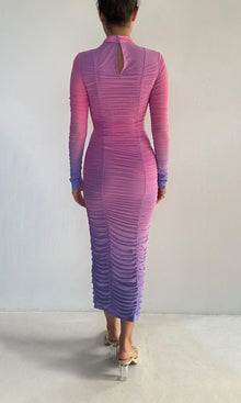 Womens | Dream Nylon Powermesh Long Dress | Pink