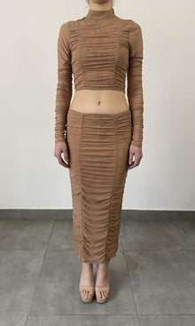 Womens | Dream Nylon-Power Mesh Midi Skirt | Nude