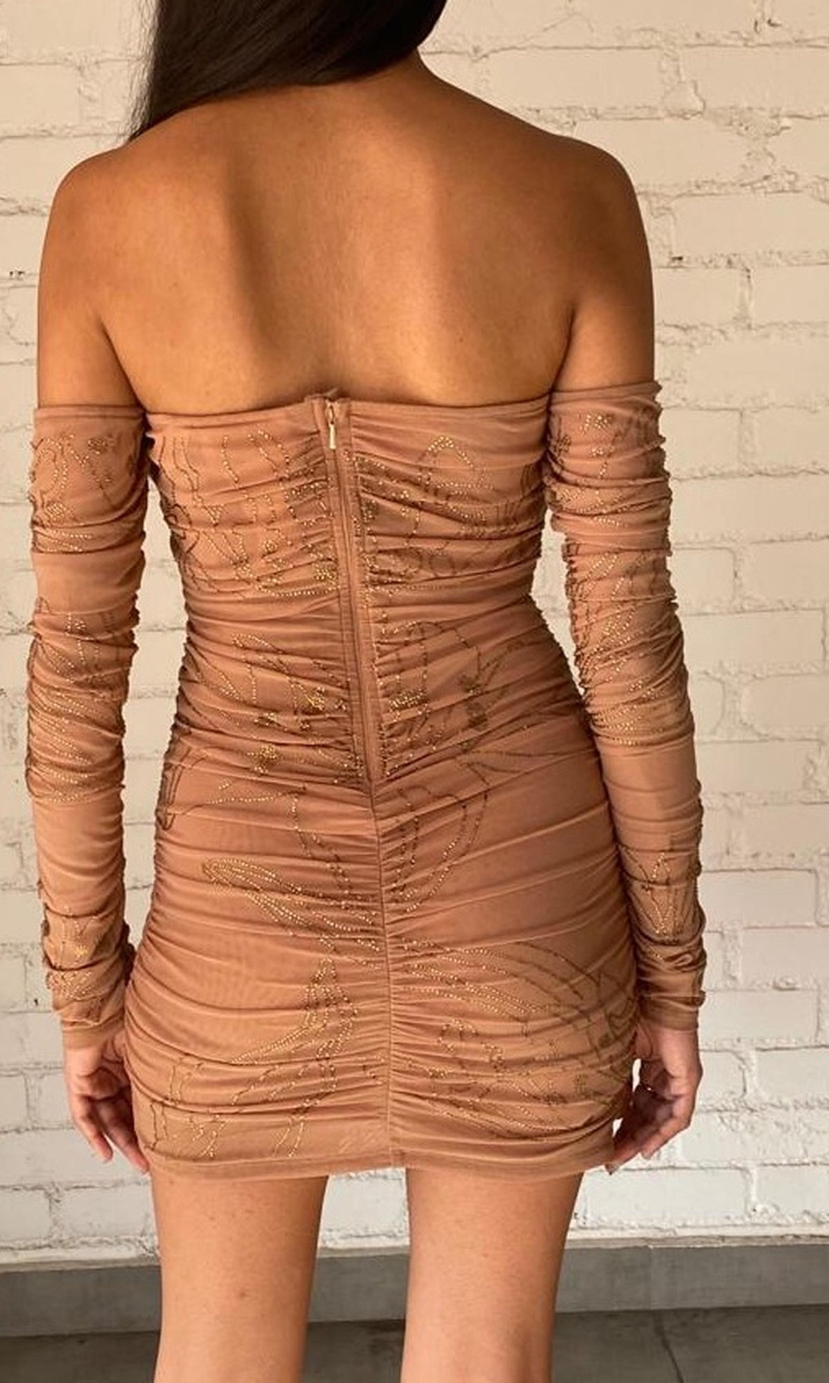 Womens | Dream Nylon-Power Mesh Short Dress | Nude