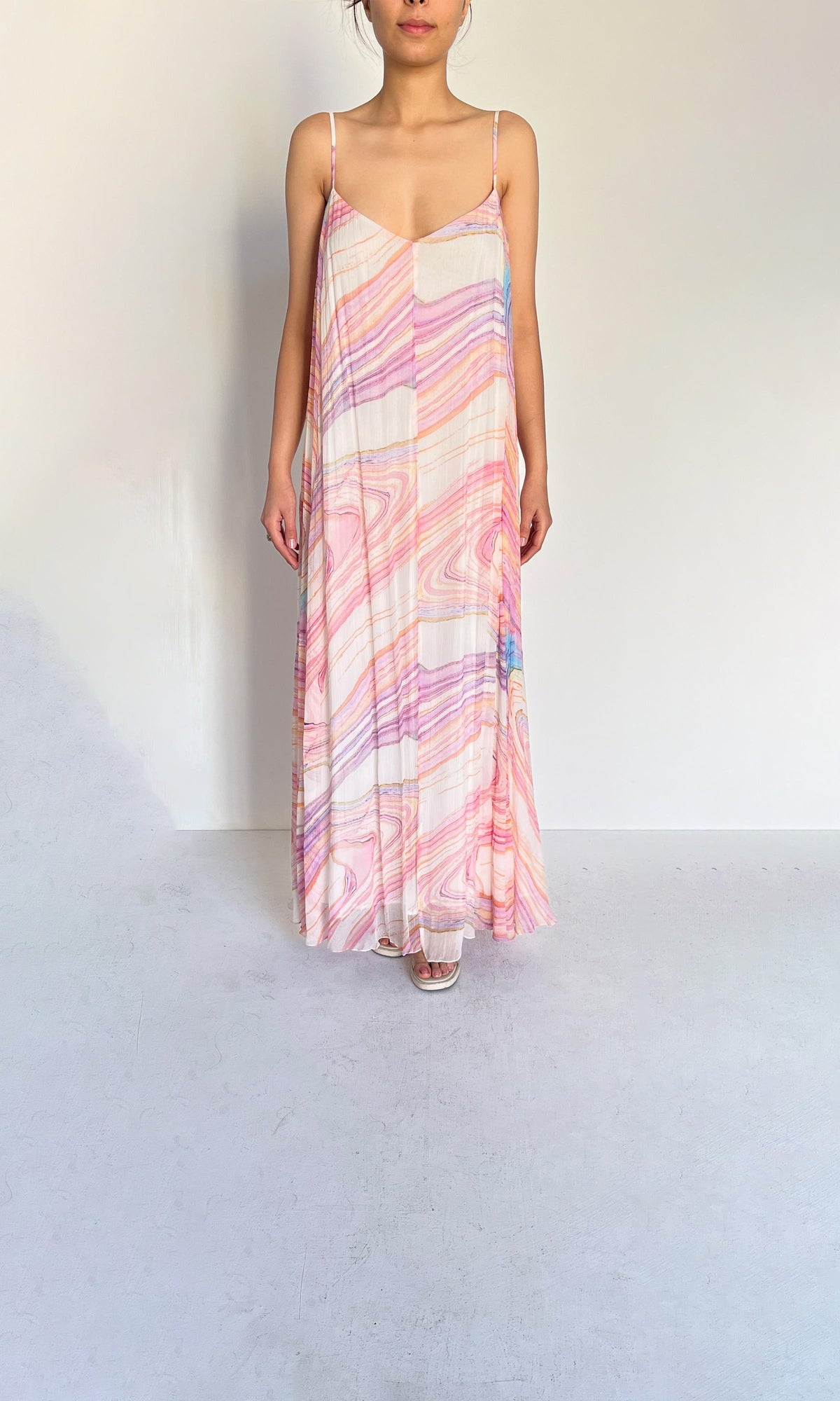 Womens | Eira Crinkle Chiffon Long Dress | Pastel Multi