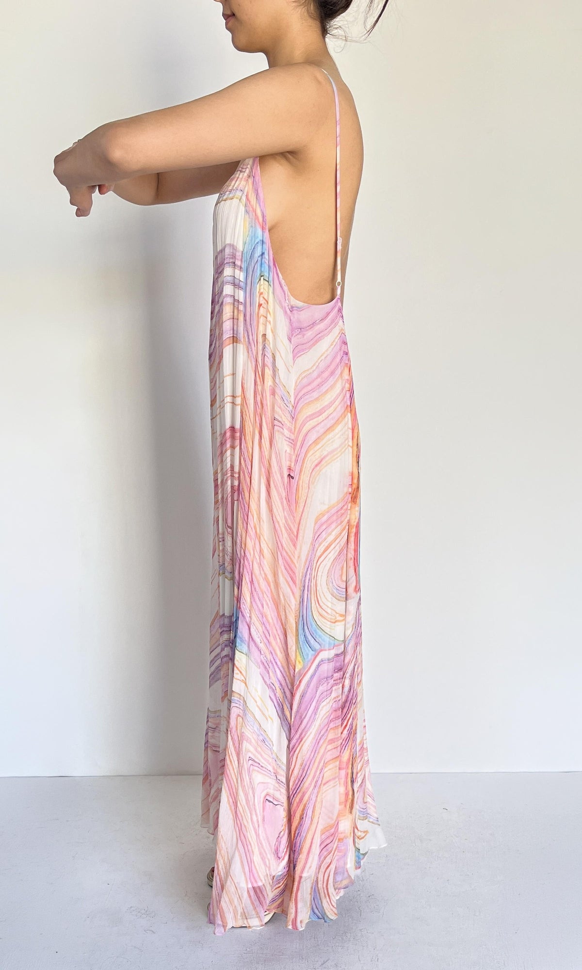 Womens | Eira Crinkle Chiffon Long Dress | Pastel Multi