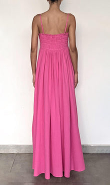 Womens | Eli Cotton Double Cloth Gauze Maxi Dress With Smocking | Khaite Pink