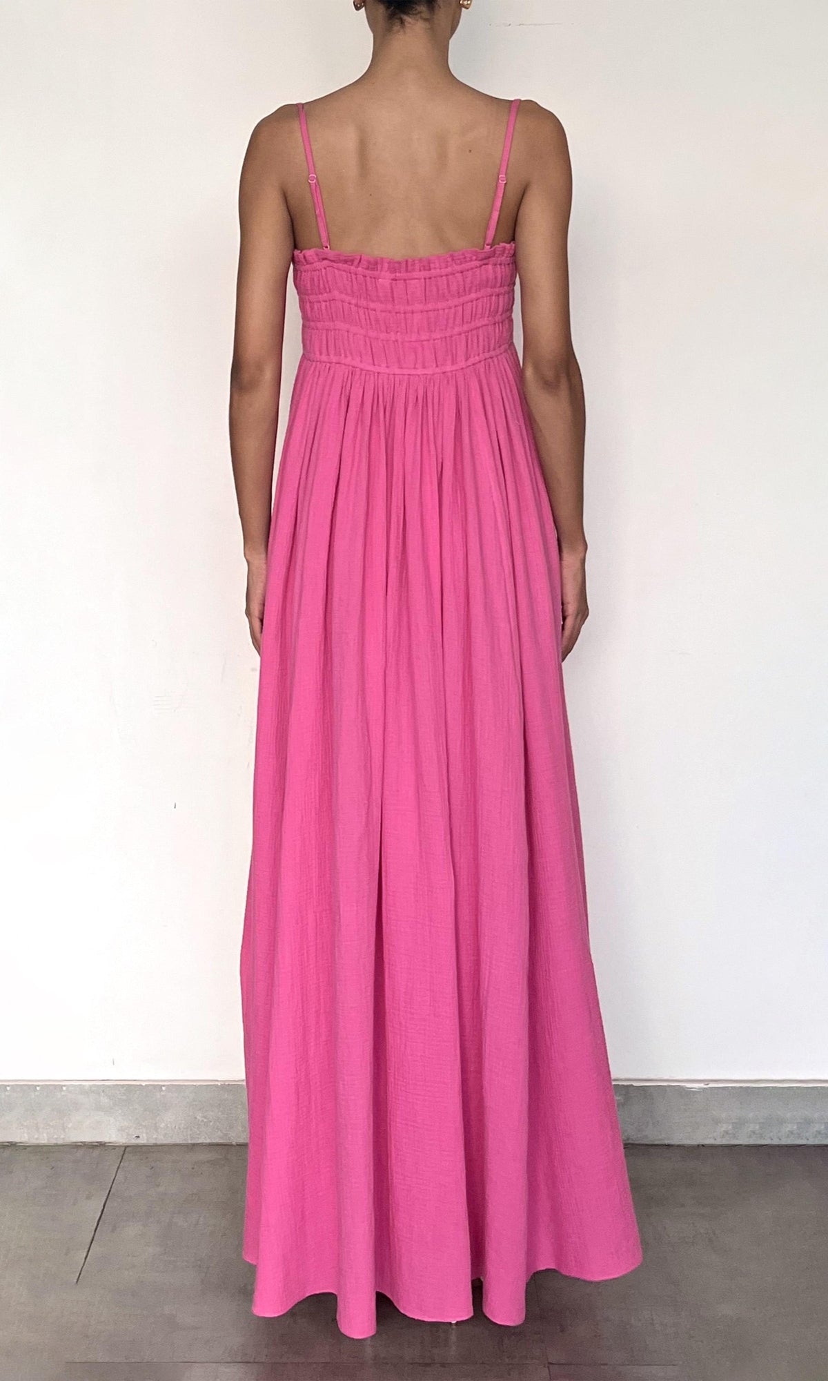 Womens | Eli Cotton Double Cloth Gauze Maxi Dress With Smocking | Khaite Pink