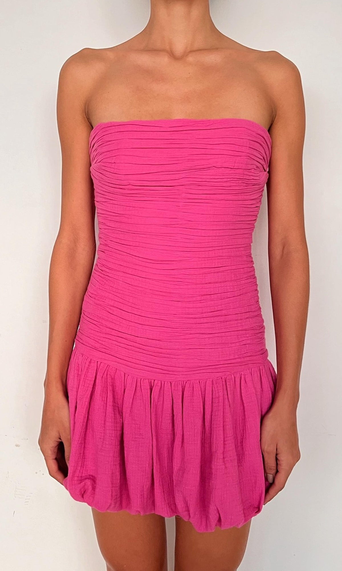 Womens | Eli Cotton Double Cloth Gauze Bubble Hem Mini Dress | Khaite Pink