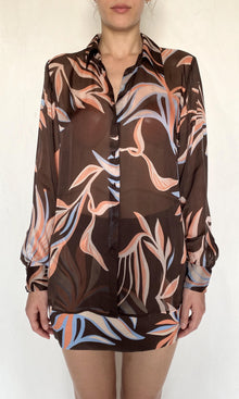 Womens | Fern Viscose Flat Chiffon Oversized Shirt | Brown