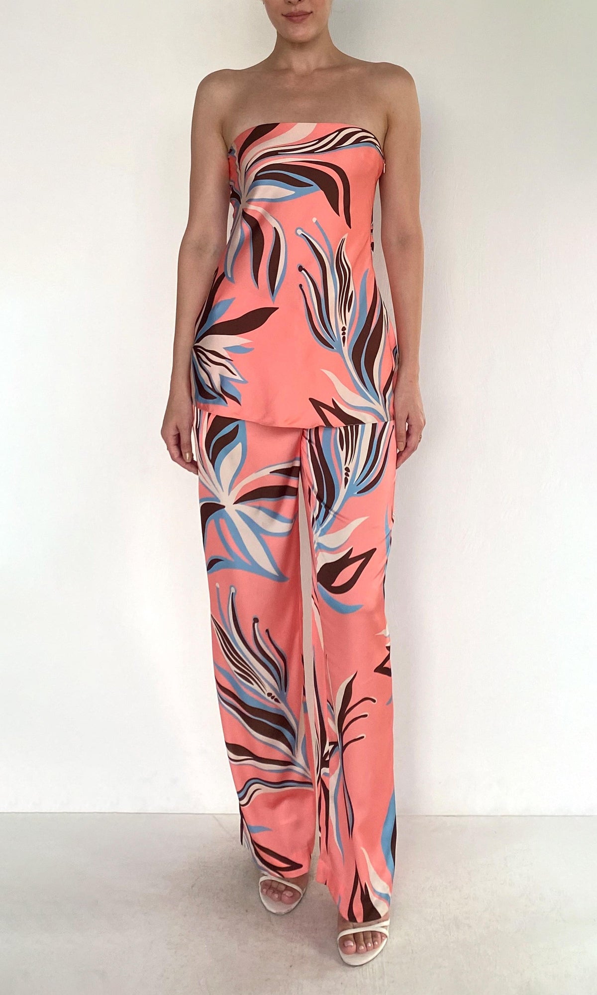 Womens | Fern Polyester Satin Lycra Strapless Top | Pink