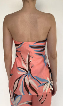 Womens | Fern Polyester Satin Lycra Strapless Top | Pink