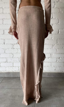 Womens | Gaia Viscose Cotton Georgtte Long Skirt | Nude