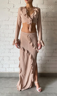 Womens | Gaia Viscose Cotton Georgtte Long Skirt | Nude