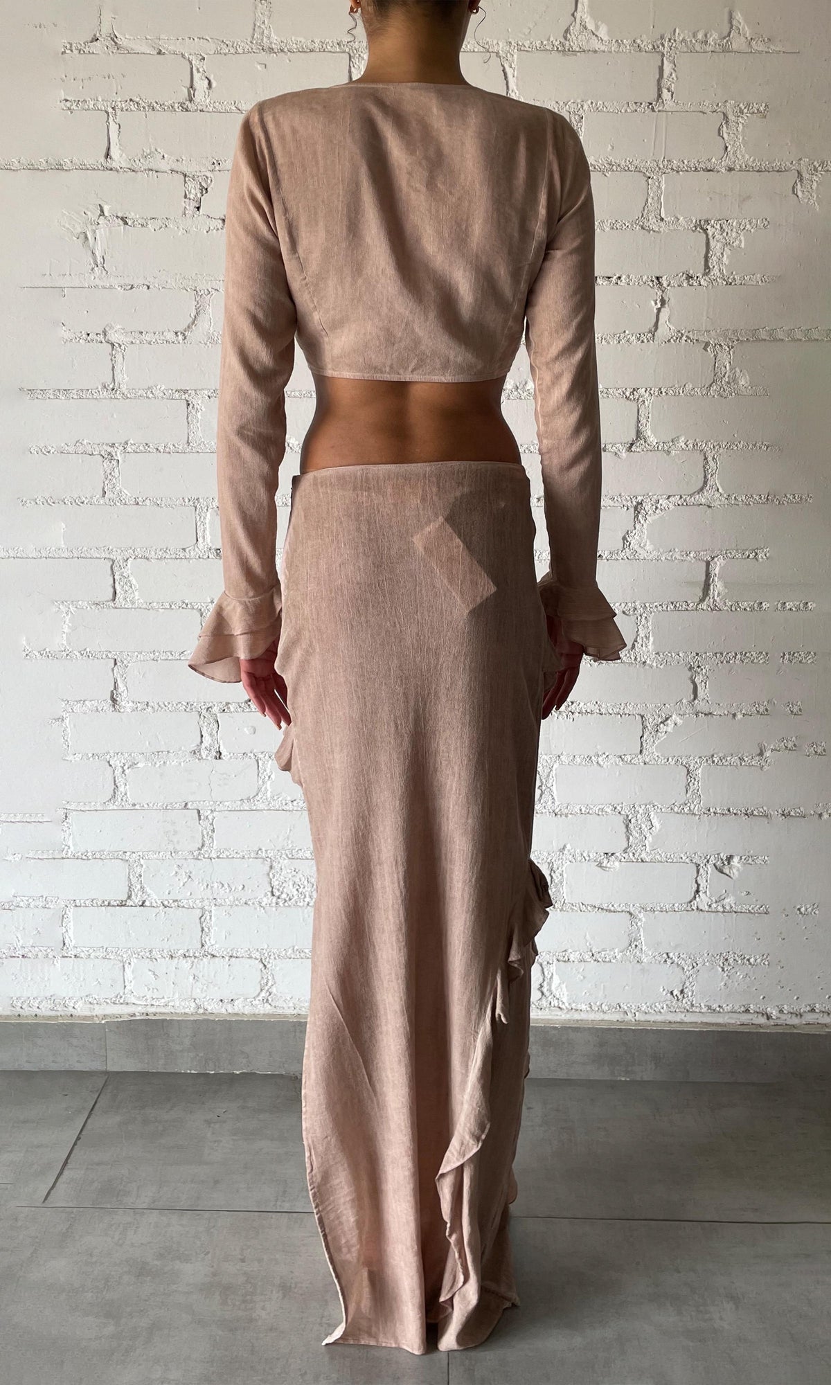 Womens | Gaia Viscose Cotton Georgtte Long Skirt | Nude