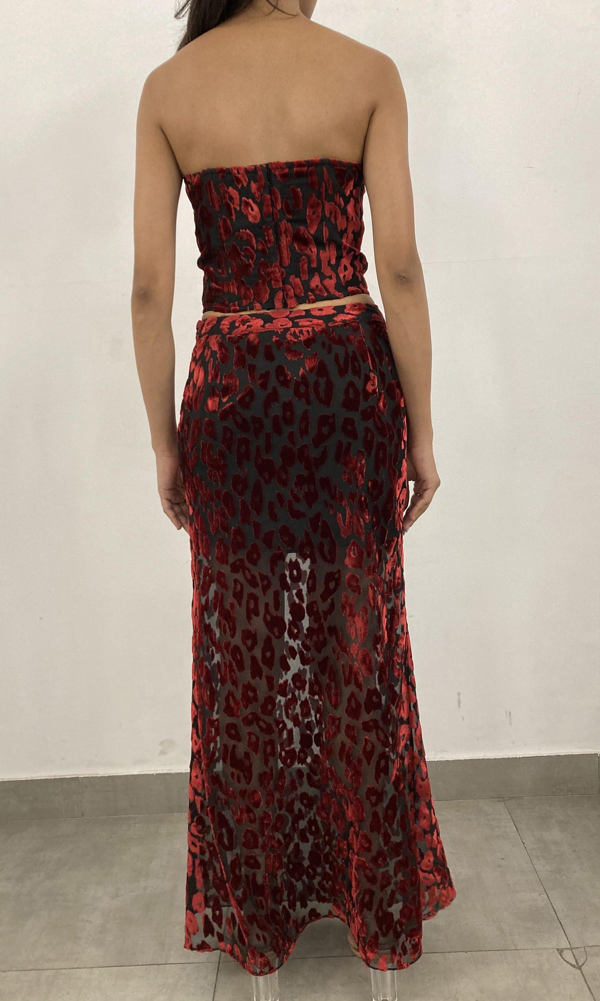 Womens | Haven Nylon Viscose Animal Burnout Maxi Skirt | Black