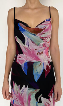 Womens | Hope Viscose Crinkle Chiffon Heavy Maxi Dress | Black Multi