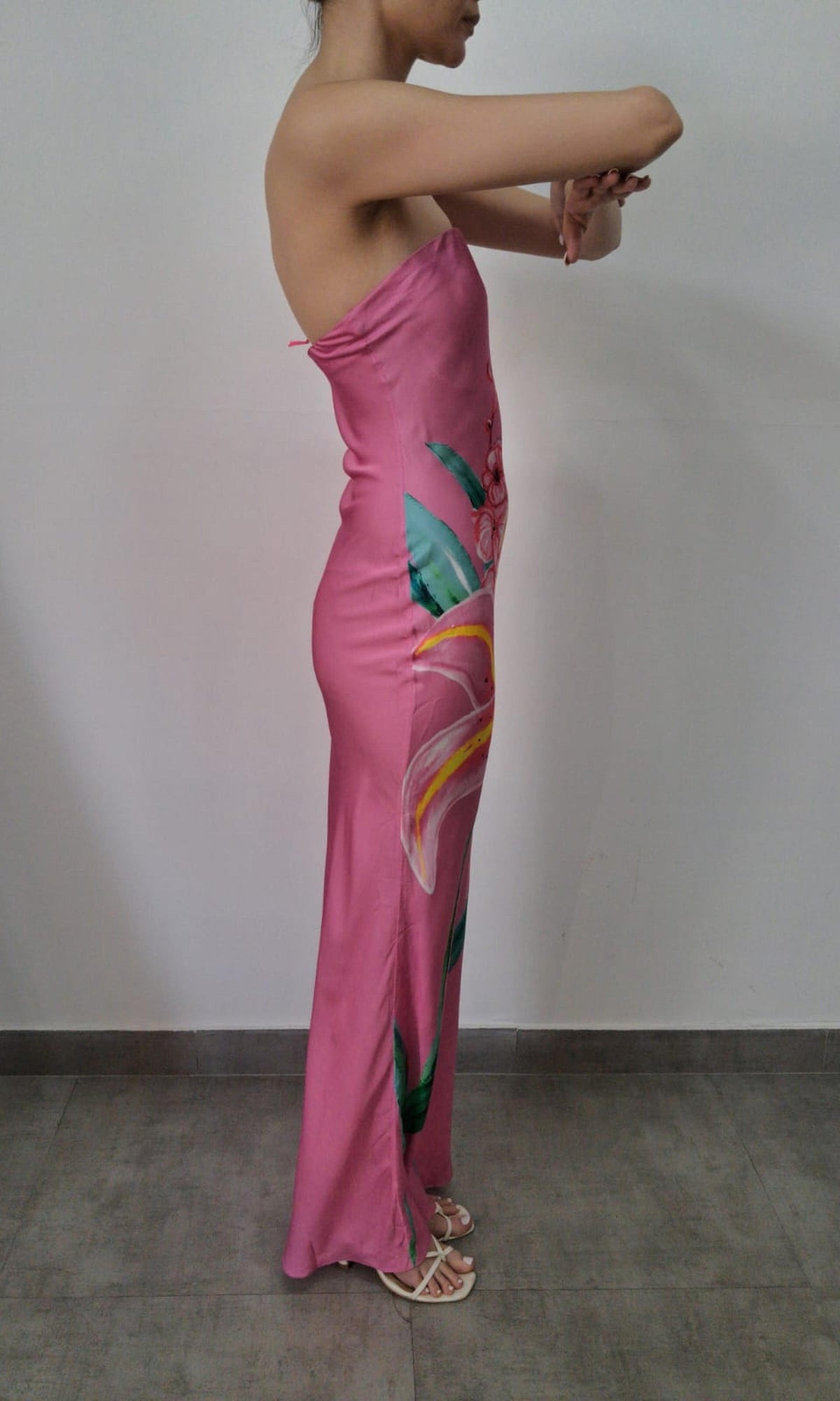 Womens | Inv Polyester Off - Shoulder Long Dress | Pink