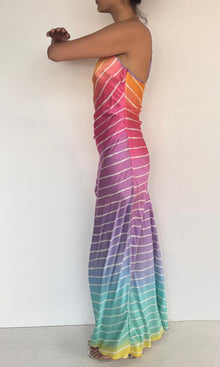 Womens | Inv Polyester Satin Long Dress | Rainbow