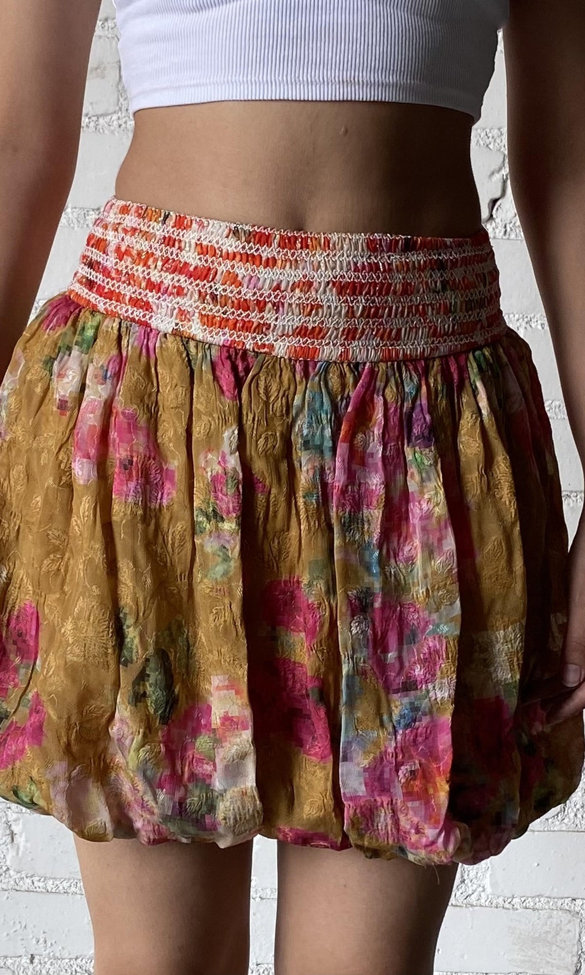 Womens | Inv Viscose Chiffon Short Skirt | Mustard
