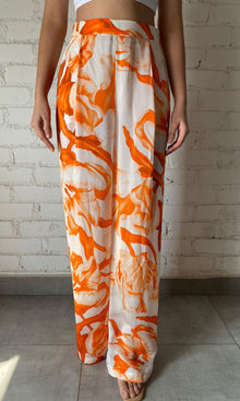 Womens | Inv Polyester Satin Lycra Pants | White Orange