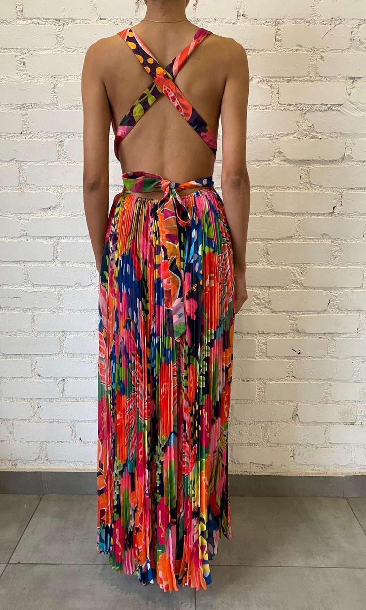 Womens | Inv Viscose Flat Chiffon Long Dress | Multi Print