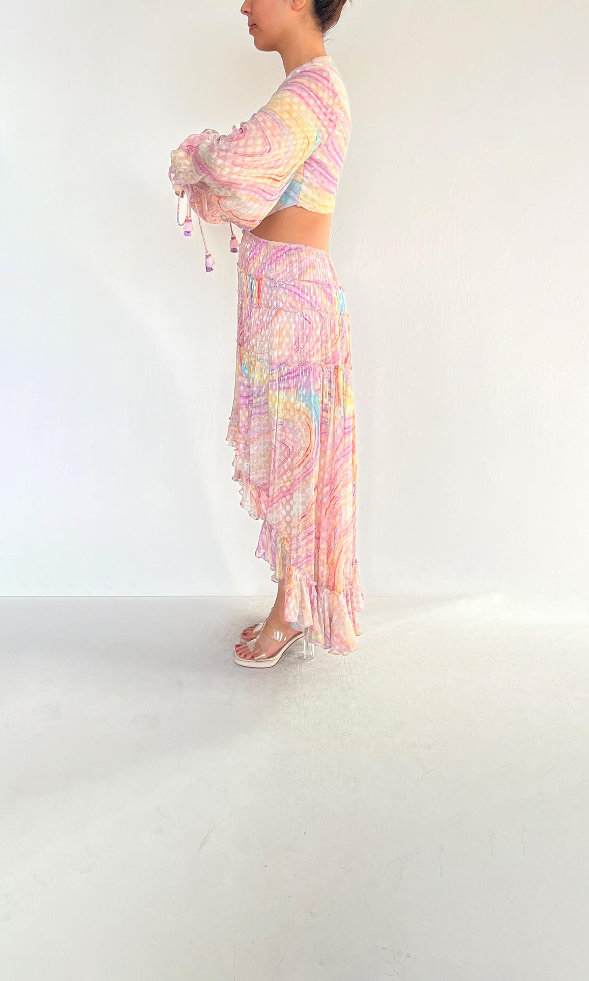 Womens | Inv Viscose Crepe Jacquard Long Dress | Multicolor