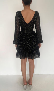 Womens | Inv Viscose Georgtte Gold Dobby Short Dress | Black