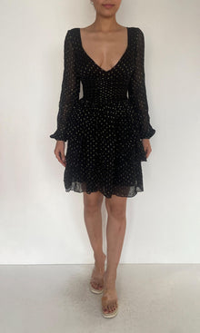Womens | Inv Viscose Georgtte Gold Dobby Short Dress | Black