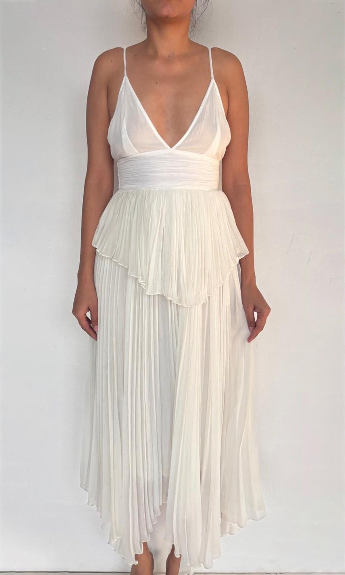 Womens | Inv Viscose Crinkle Chiffon Boho Cutout Tiered MaxiDress | White