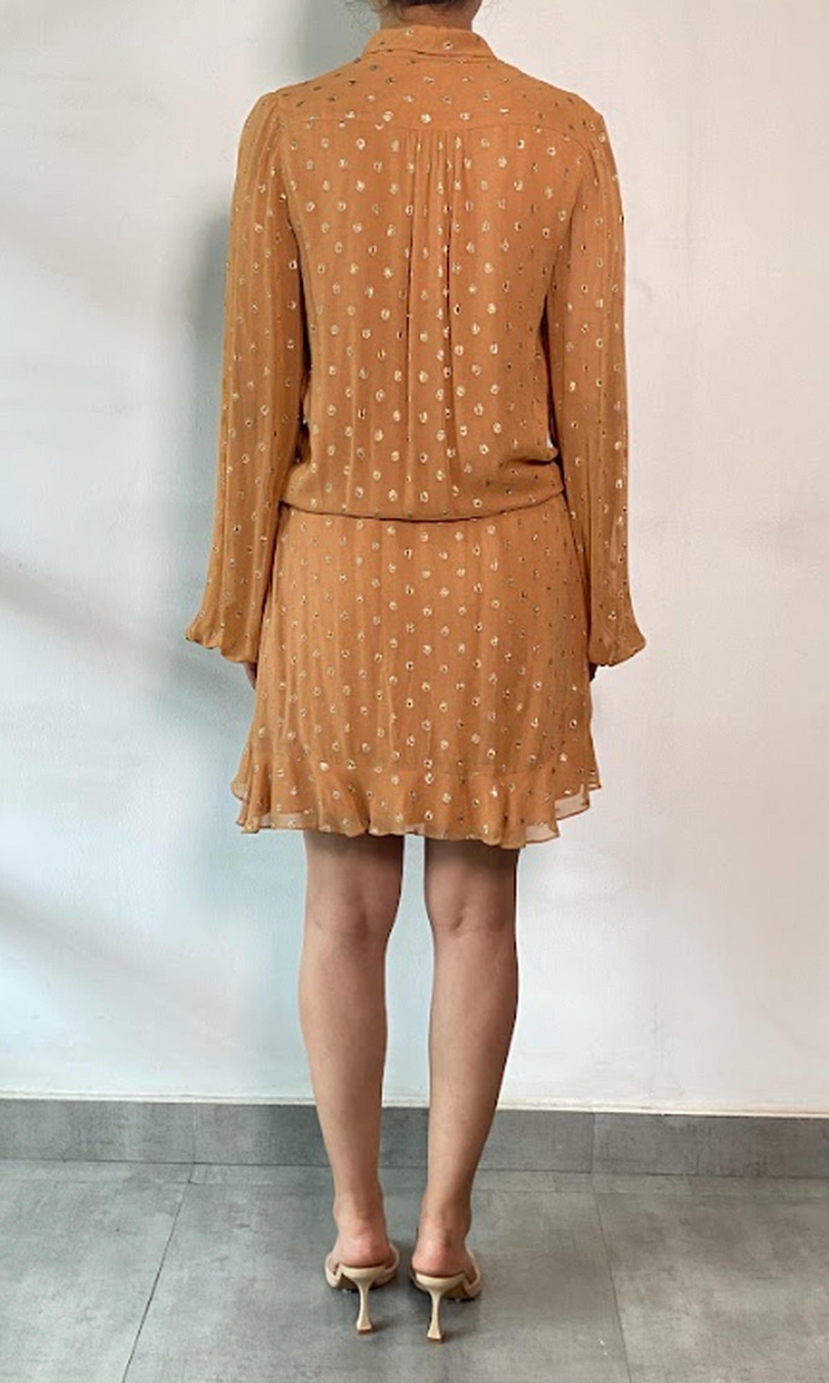 Womens | Inv Viscose Georgtte Lurex Dobby Short Dress | Nude