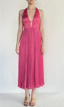 Womens | Inv Polyester Satin Long Dress | Pink