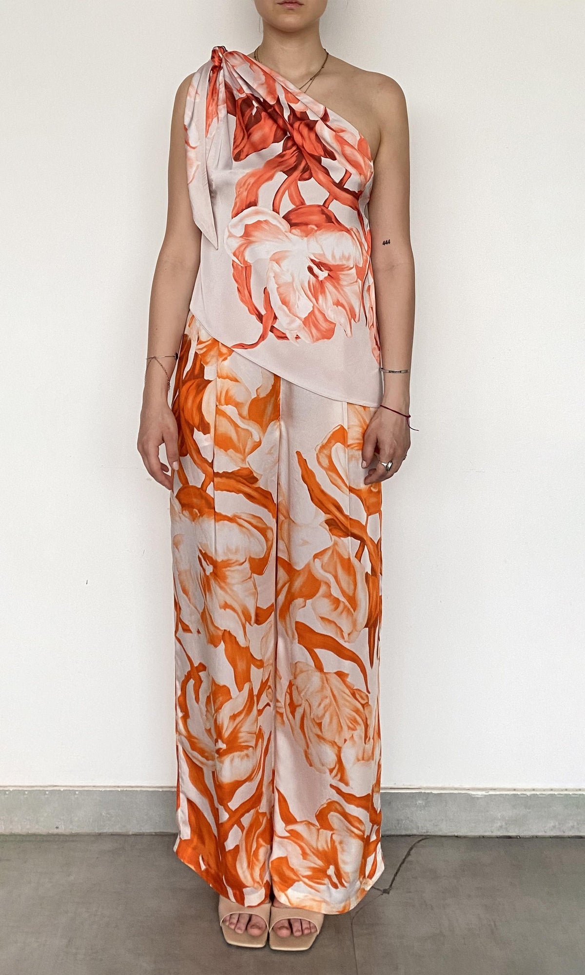 Womens | Jesse Polyester Satin Lycra Scarf Top | Beige