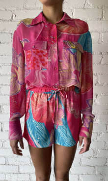 Womens | Juno Viscose Georgette Shirt With Slip | Pink