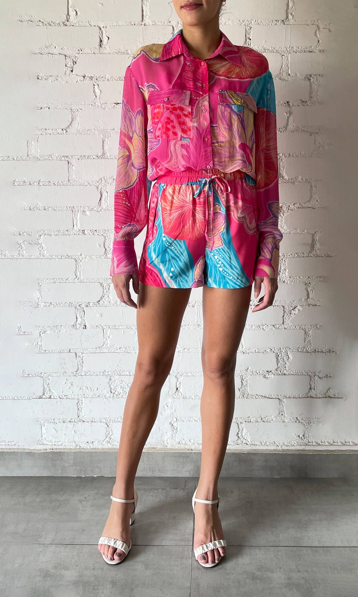 Womens | Juno Viscose Georgette Shirt With Slip | Pink