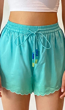 Womens | Kiki Polyester Satin Shorts - I | Teal Multi