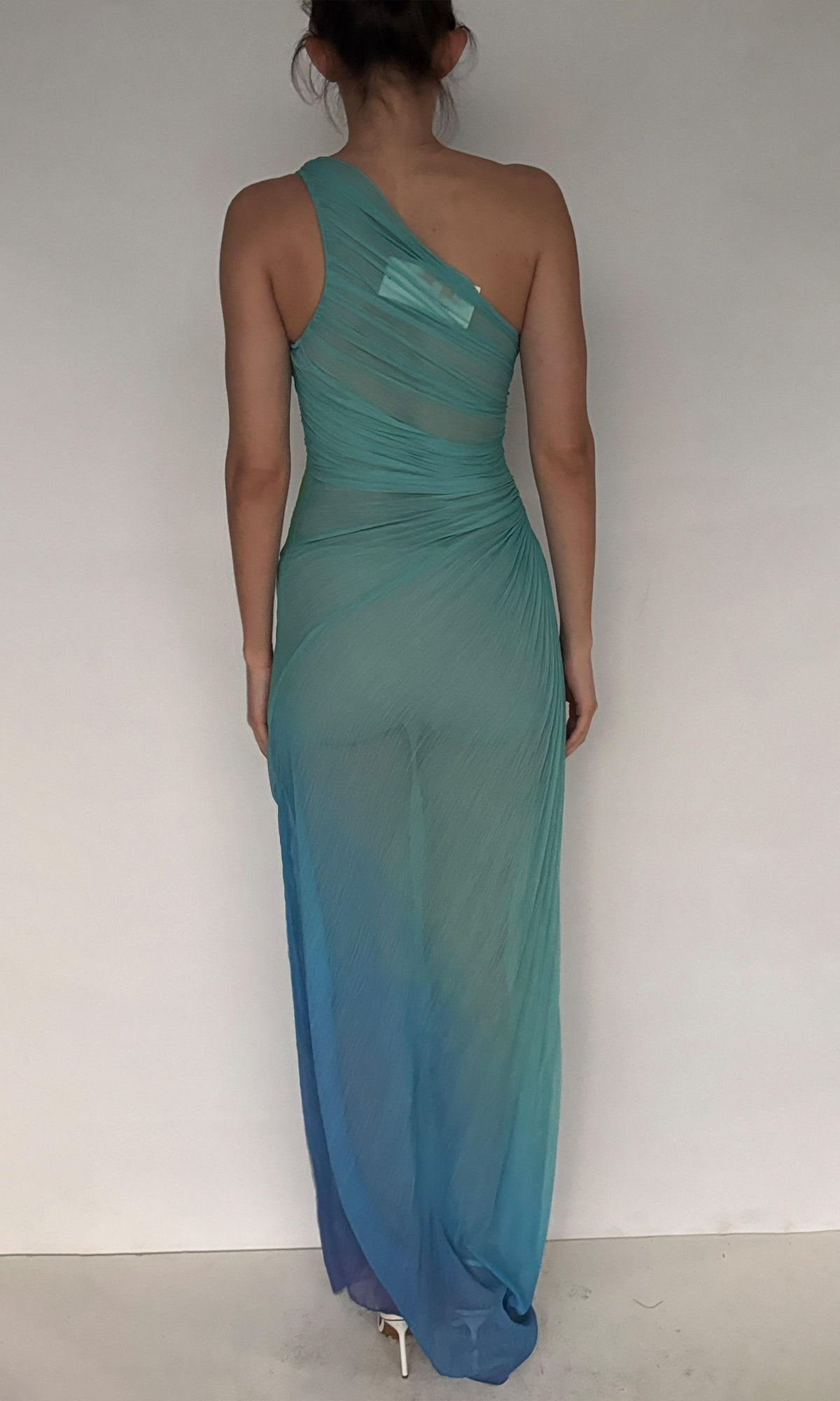 Womens | Kiki Polyester Chiffon Long Dress | Blue Green