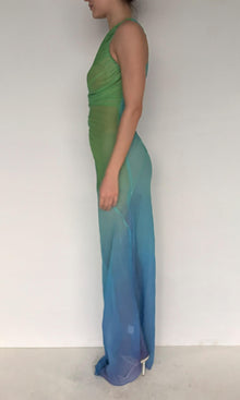 Womens | Kiki Polyester Chiffon Long Dress | Blue Green