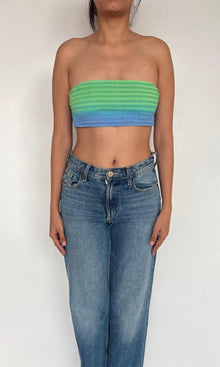 Womens | Kiki Viscose Crinkle Chiffon Bandeau | Blue Green