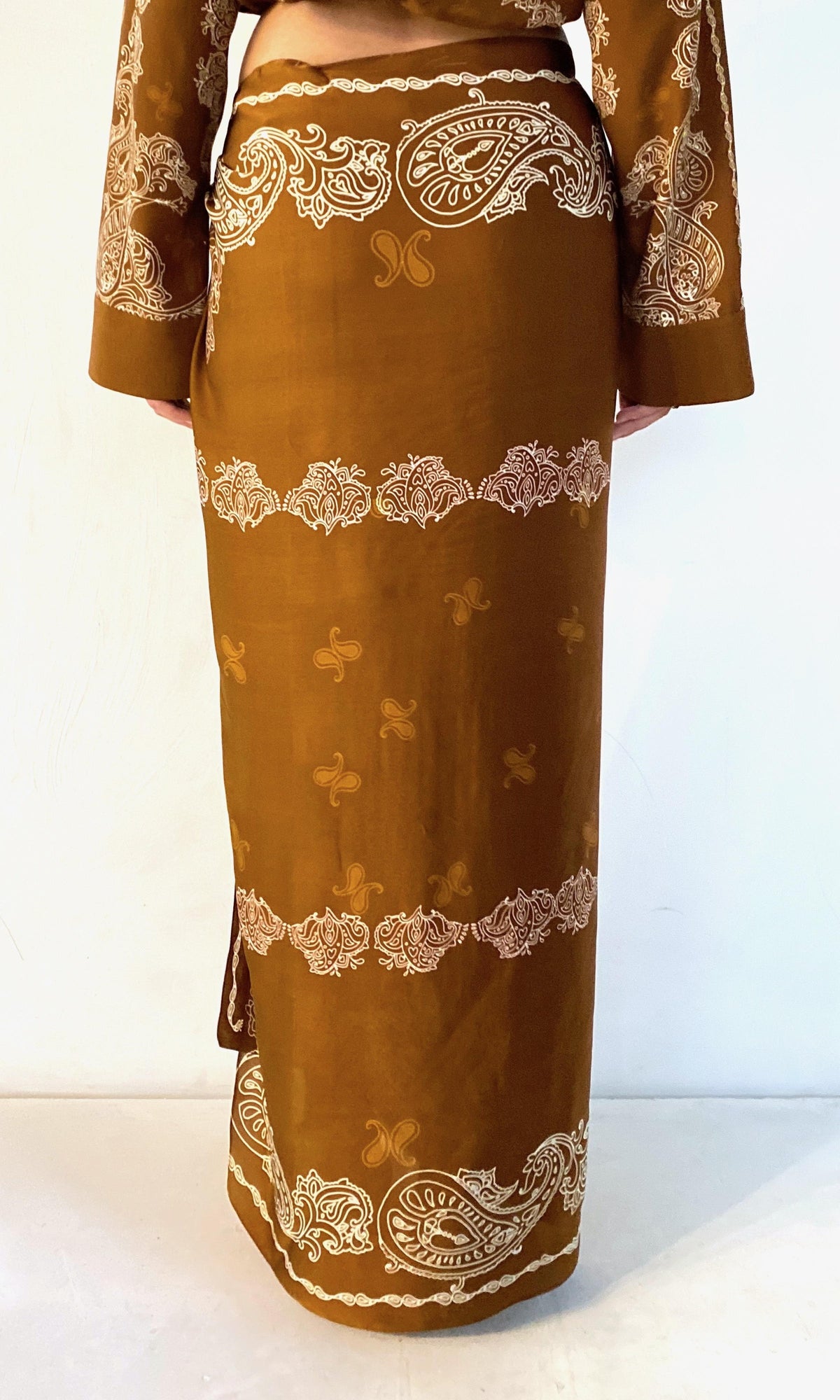 Womens | Kira Bemberg Cupro Satin Long Sarong | Brown