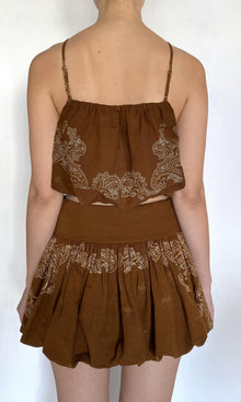 Womens | Kira Linen Cotton Short Skirt | Brown