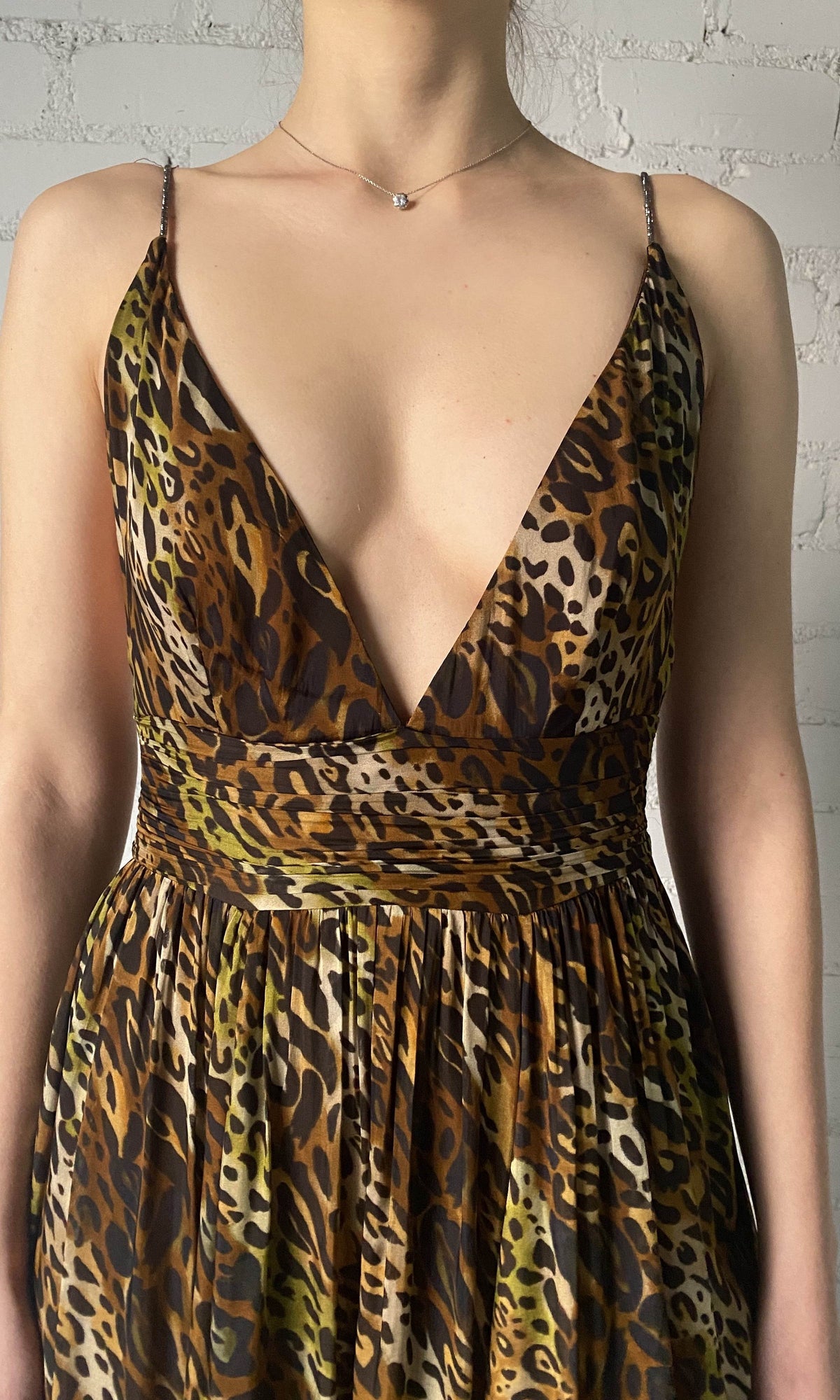 Womens | Kye Viscose Flat Chiffon Sleeveless High Low Maxi Dress | Black Brown Multi