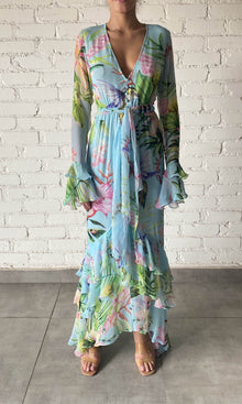 Womens | Loiss Viscose Chiffon Maxi Dress | Turquoise