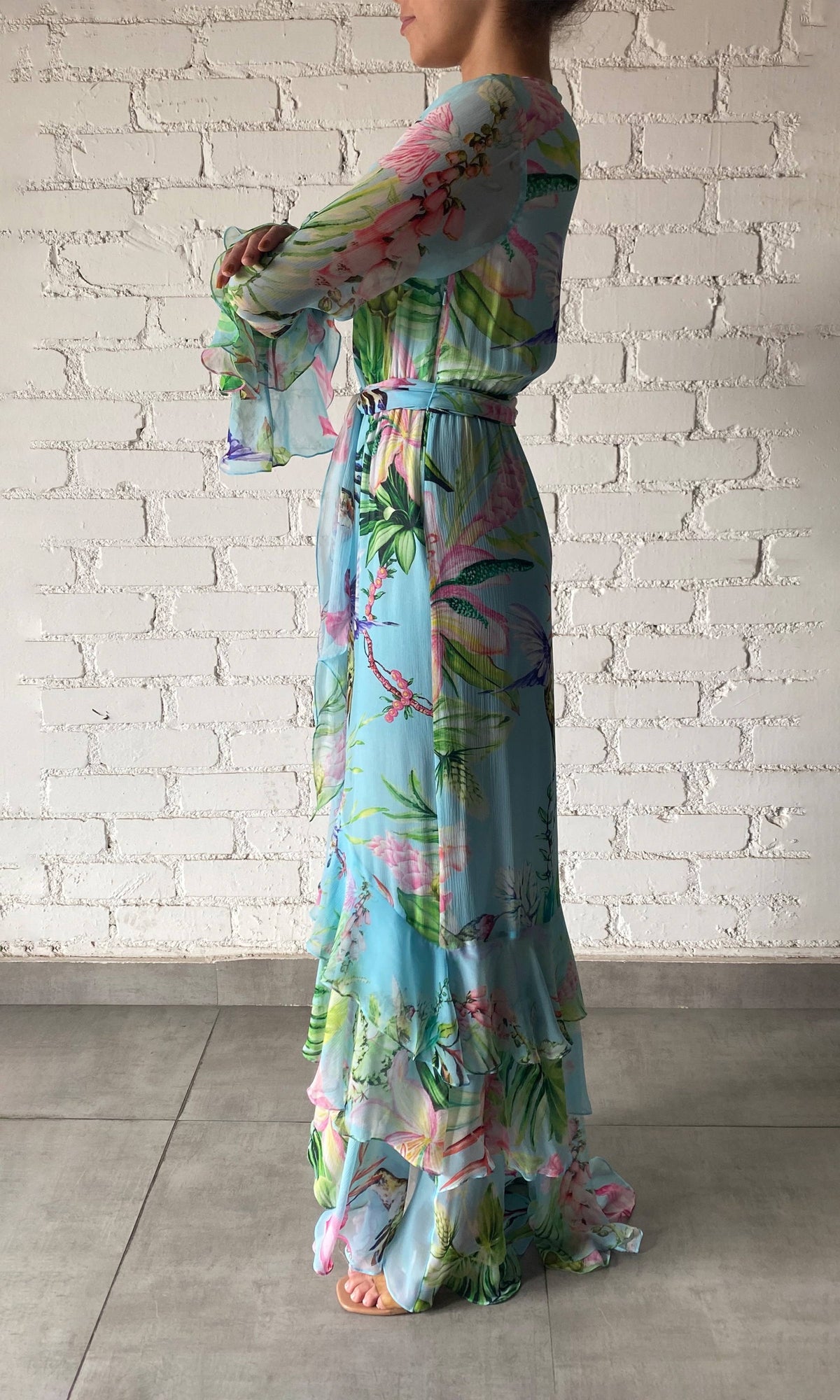 Womens | Loiss Viscose Chiffon Maxi Dress | Turquoise