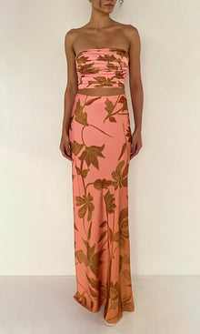 Womens | Mae Polyester Satin Lycra Ruched Bustier | Peach