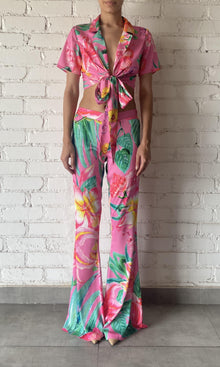 Womens | Megan Polyester Satin Lycra Pant | Pink Floral