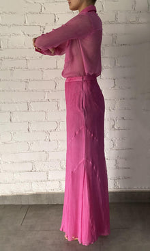 Womens | Moe Viscose Crinkle Chiffon Long Skirt | Pink