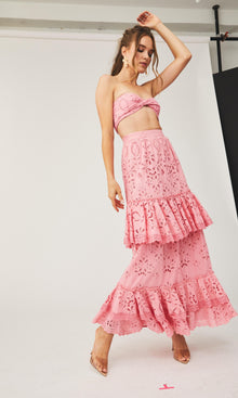 Womens | Moss Cotton Schiffli Bandeau | Pink