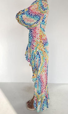 Womens | Okimi Tanish Crepe Long Dress | White Multi