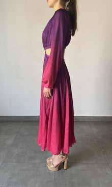 Womens | Paige Polyester Shimmer Chiffon Long Dress | Purple Pink
