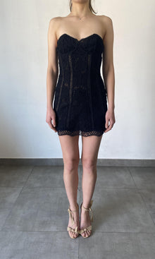 Womens | Paris Polyester Chemical Lace Short Dress | Black