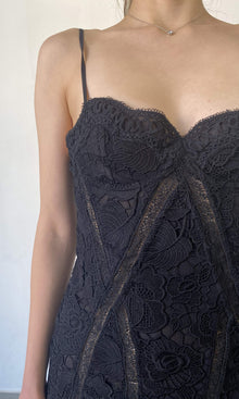 Womens | Paris Polyester Chemical Lace Long Dress | Black