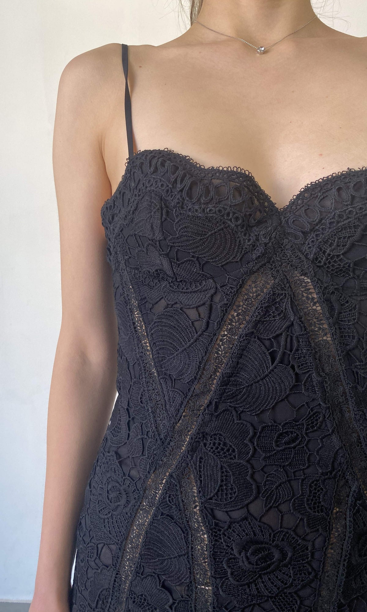 Womens | Paris Polyester Chemical Lace Long Dress | Black