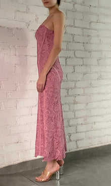 Womens | Paris Polyester Chemical Lace Midi Dress | Blush