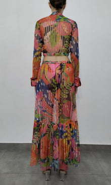 Womens | Plum Polyester Stripe Net Long Skirt | Multi